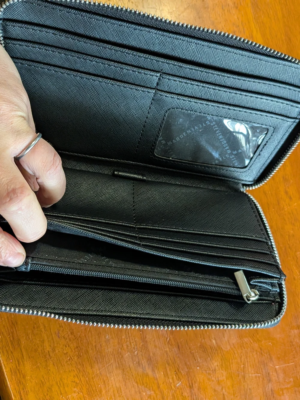Black Saffiano Zip Wristlet Wallet - Unbranded